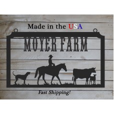 Farm Sign with Cows, Dog, Horse,Large Entrance/Gate Rectangle,Personalized S1280   323062346178